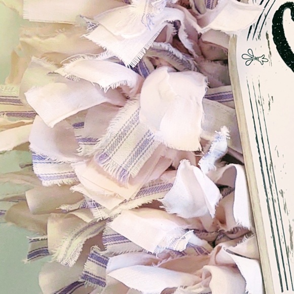 Hand Crafted Easter Fabric Rag Wreath, Pink & Purple, Carrot Patch Sign, 18" - Picture 9 of 11